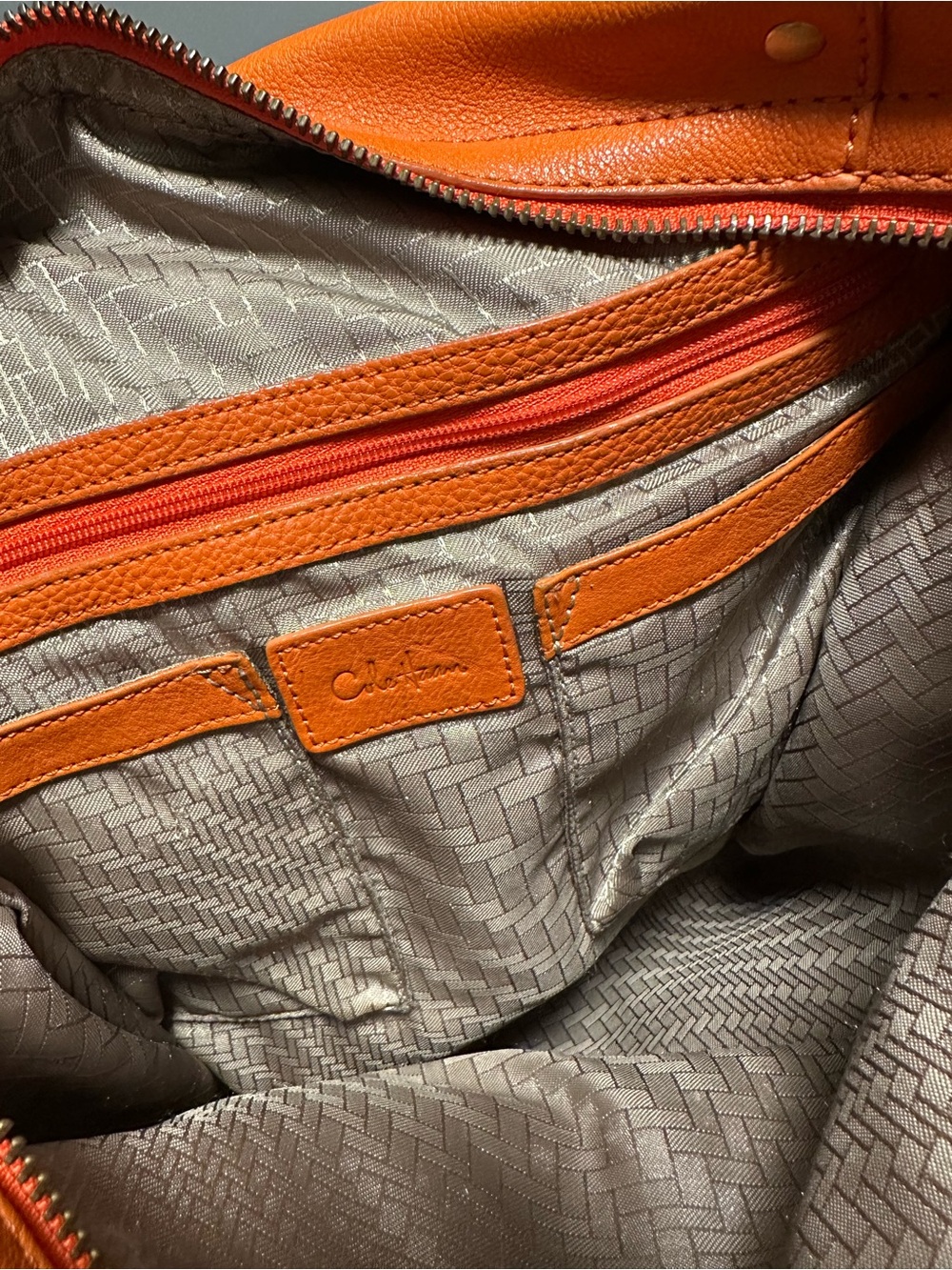 Cole Haan Orange Leather Hobo with Tassel Charm - Picture 9 of 9